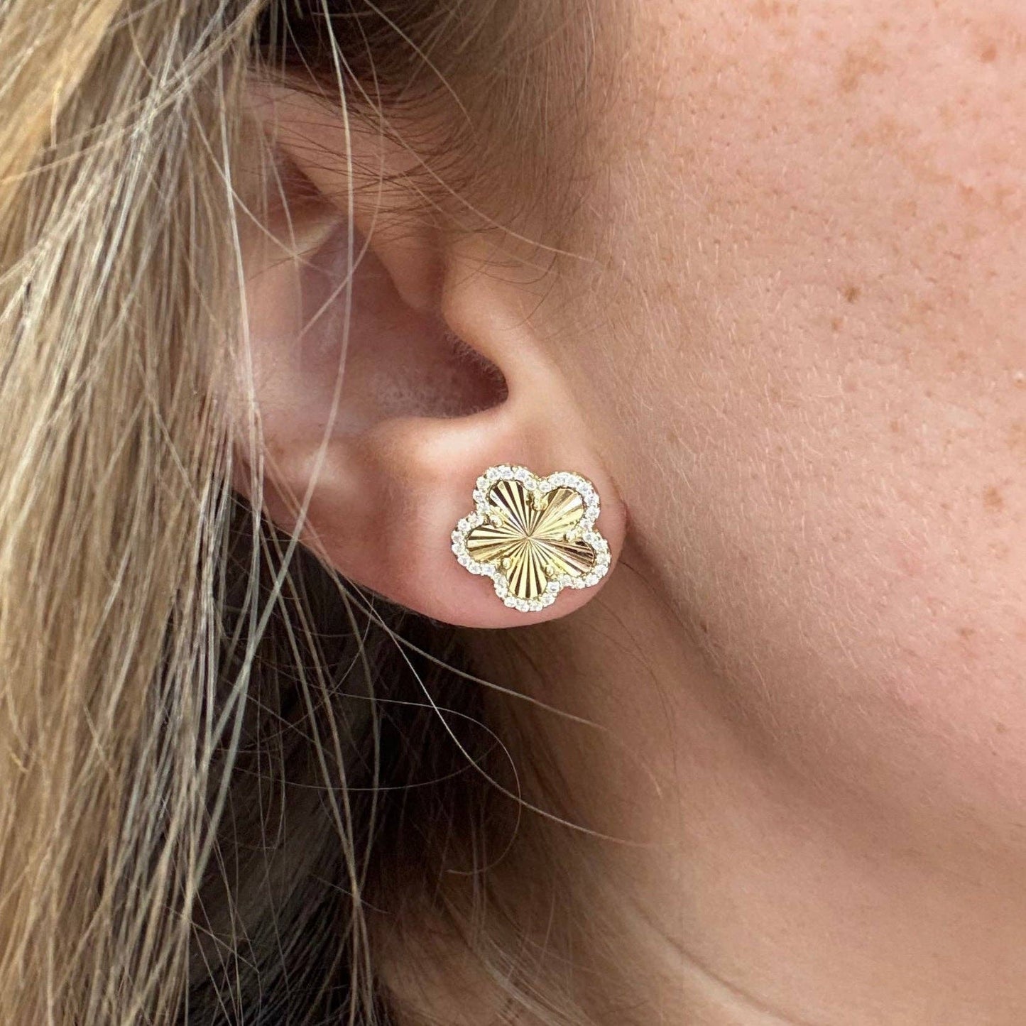 Adeline Pave Clover Stud