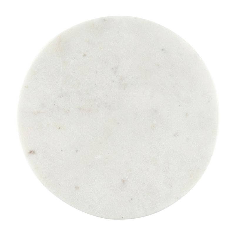 White Marble Footed Tray - 6" Dia