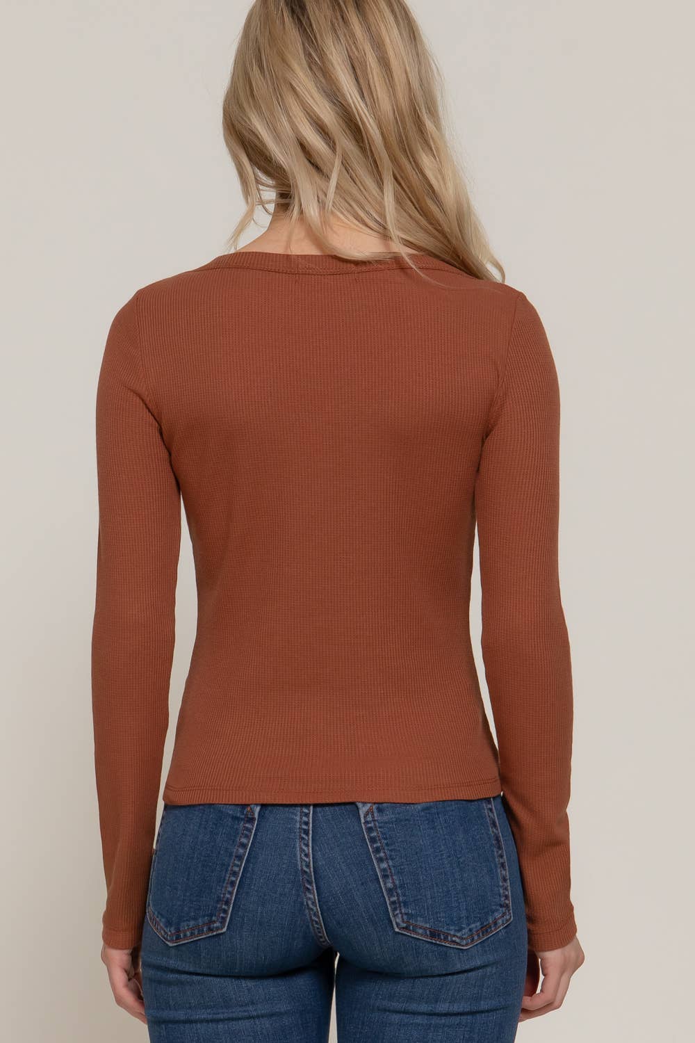 Long Sleeve Boat Neck Thermal Knit Top