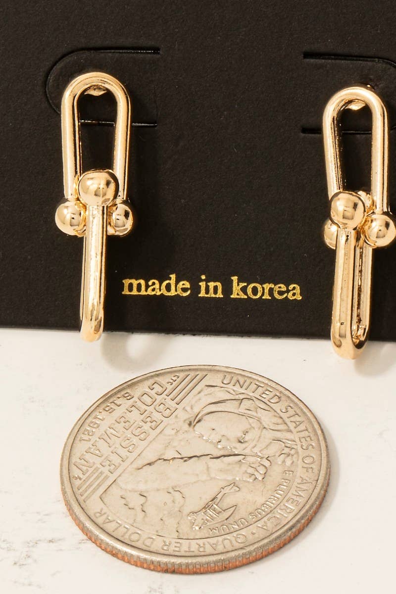 Double U Chain Link Dangle Earrings
