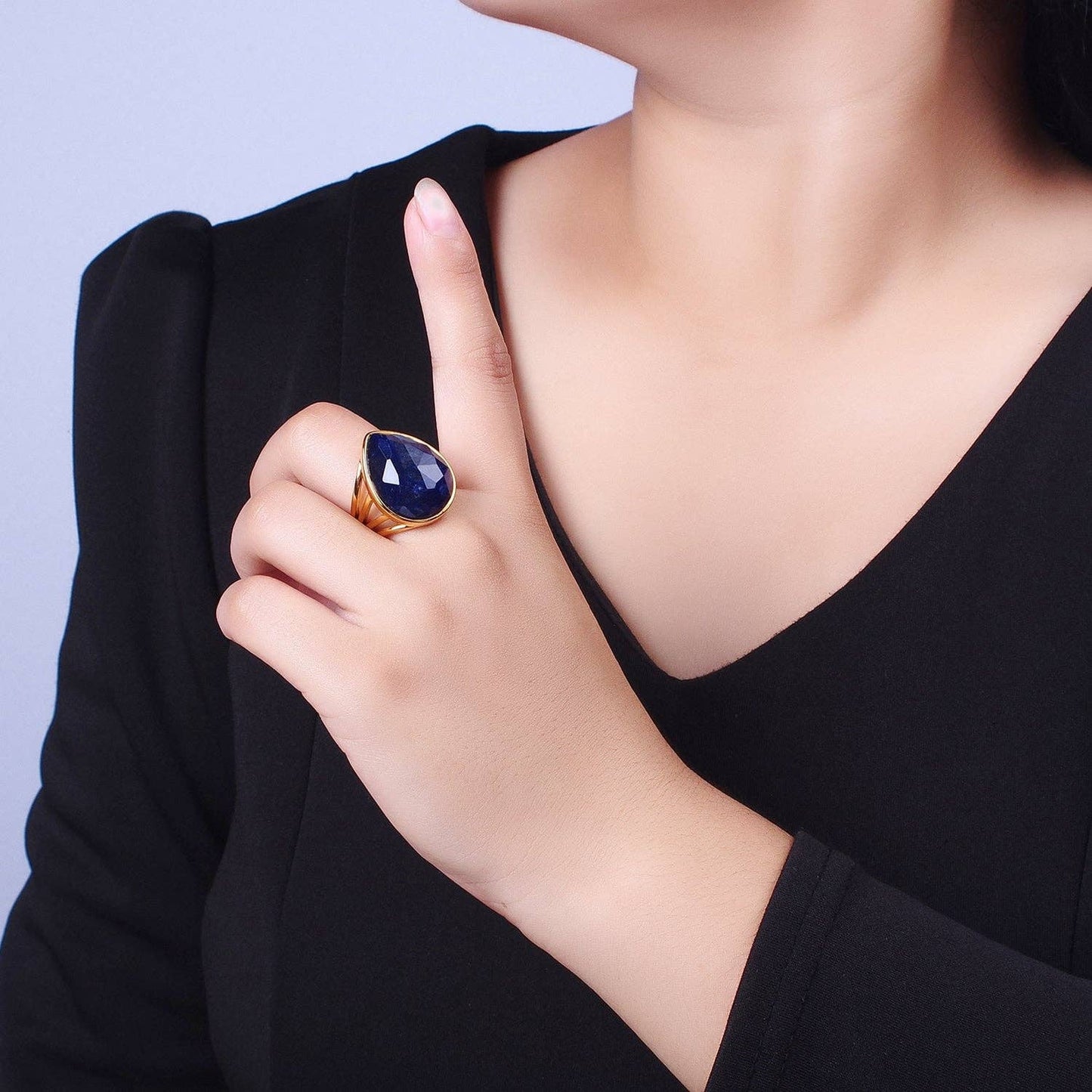 Colorful Teardrop Gemstone Ring Y446 ~Y451, Y459, Y480, Y481