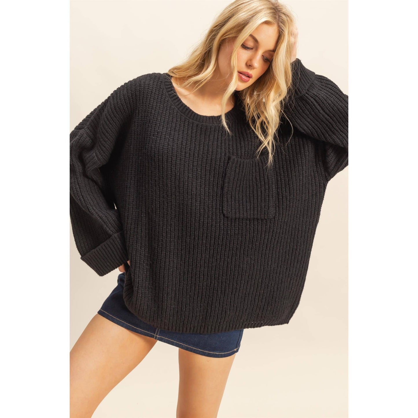 Oversized Casual Ribbed Knit Sweater