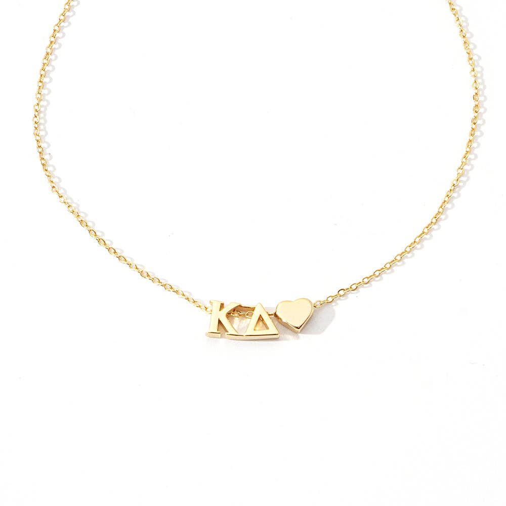 N202-I Love My Sorority: Greek Letters Heart Necklace