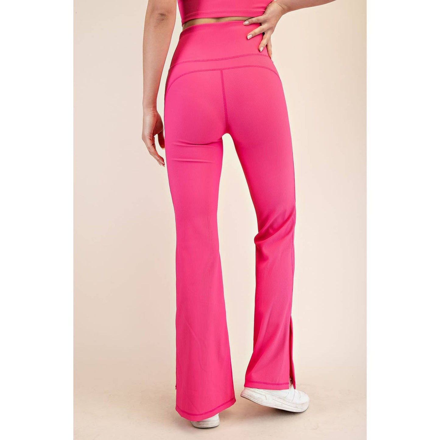 NYLON RIB FLARE LEGGINGS