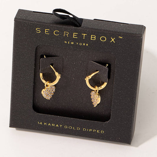Mini Pave Heart Huggie Earrings