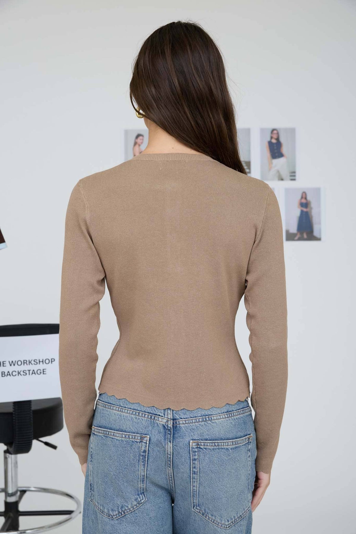SCALLOPED BUTTON DETAIL LONG SLEEVE KNIT CARDIGAN  (PRE-ORDER)