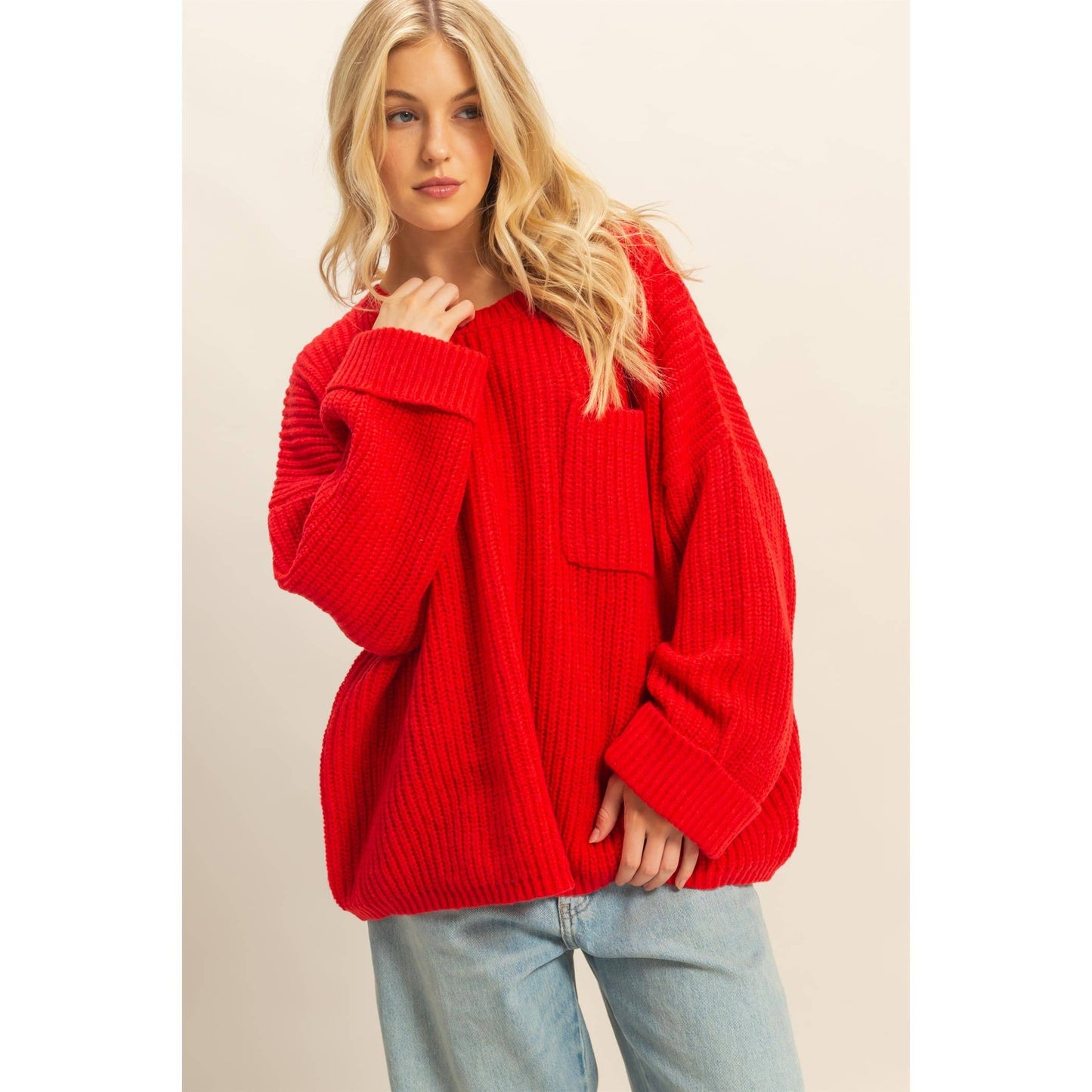 Oversized Casual Ribbed Knit Sweater