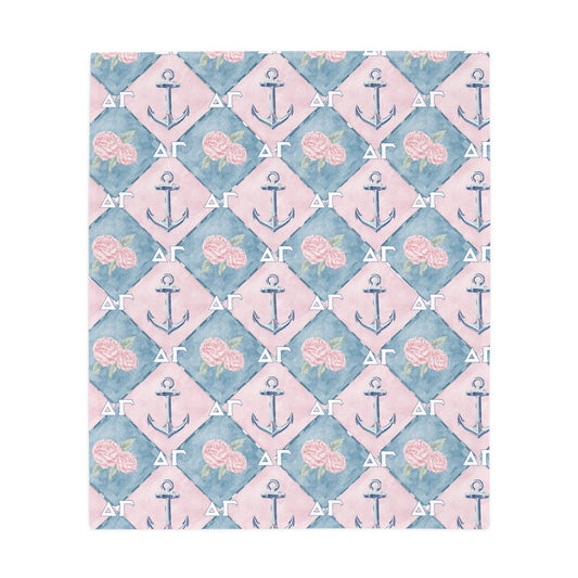 Delta Gamma Flannel Fleece Blanket, Sorority