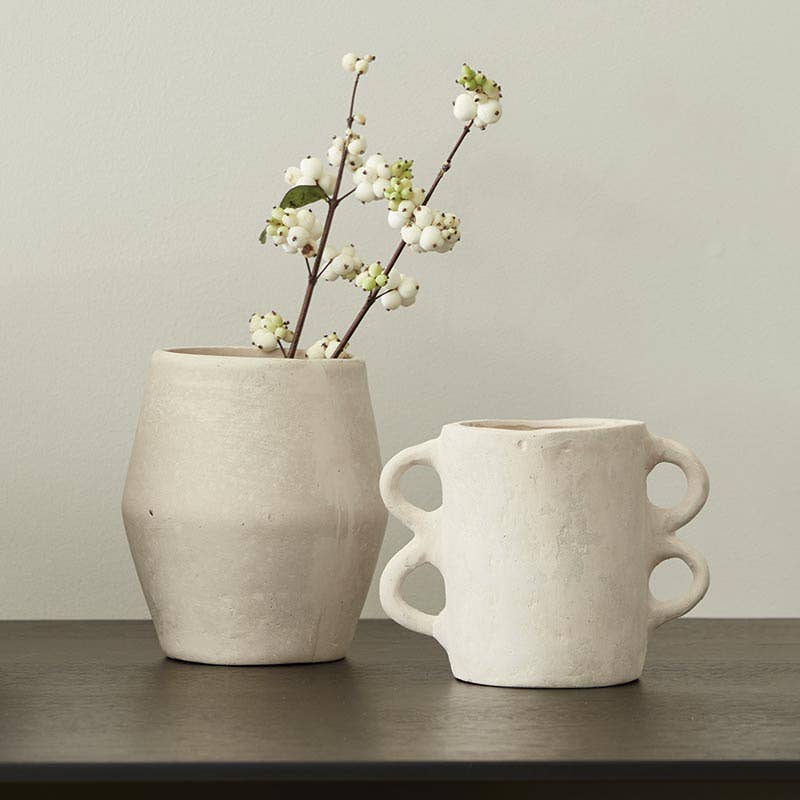 Short Paper Mache Vase - Natural