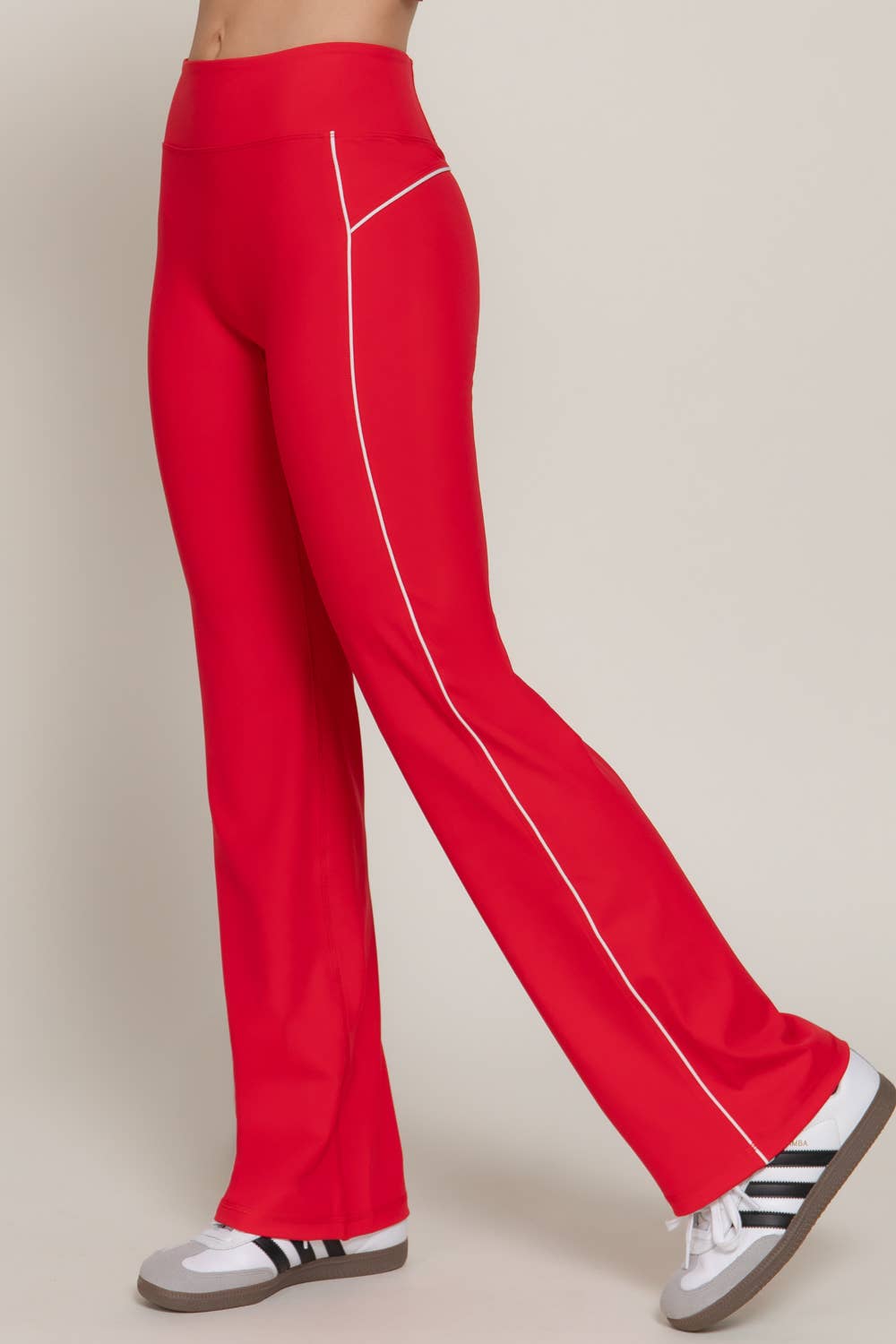 Waist Band Contrast Piping Detail Workout Pants