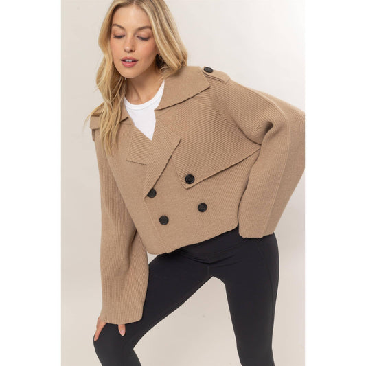 Double Breast Sweater Trench Jacket