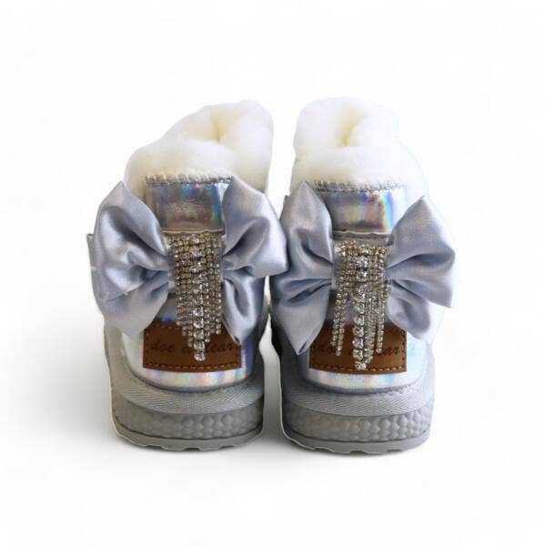 S3950 Handcraft Rhinestone Chain Bowtie Metallic Boot