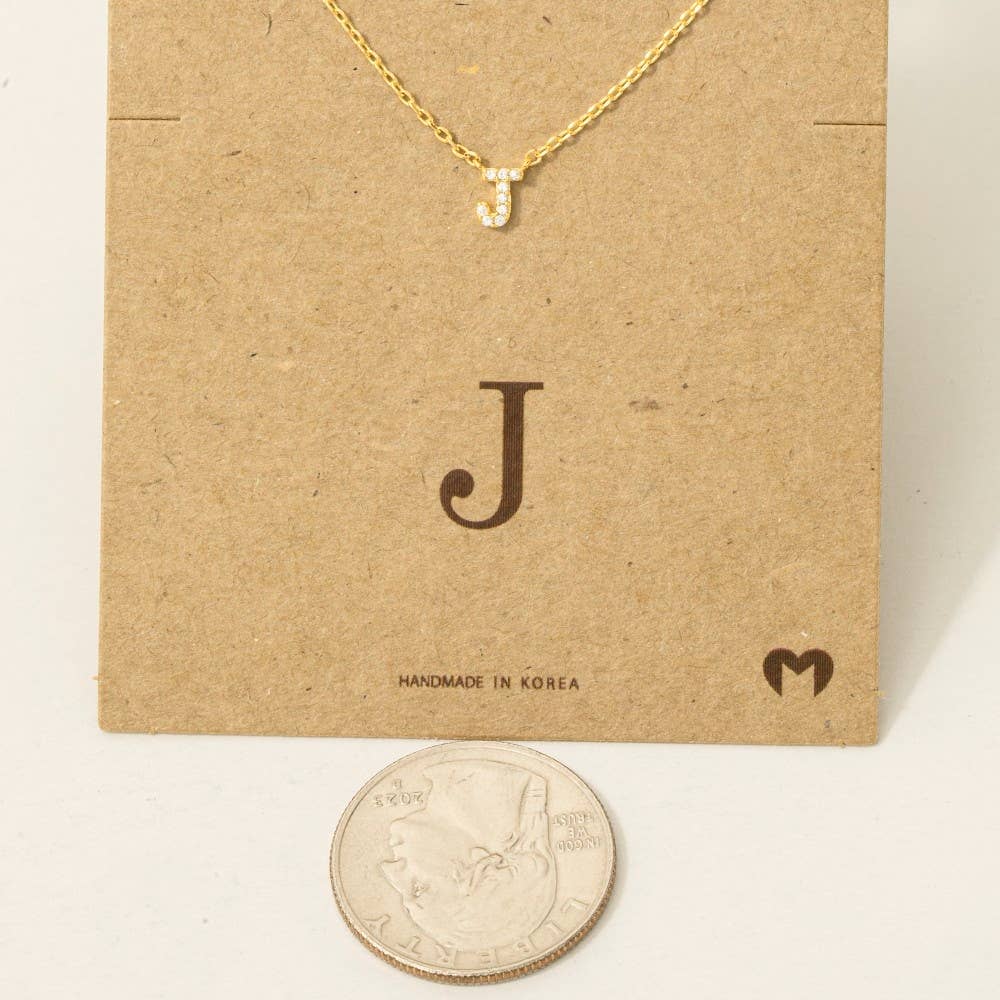 Mini Rhinestone Initial Necklace