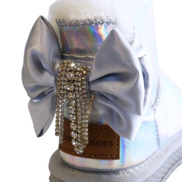 S3950 Handcraft Rhinestone Chain Bowtie Metallic Boot