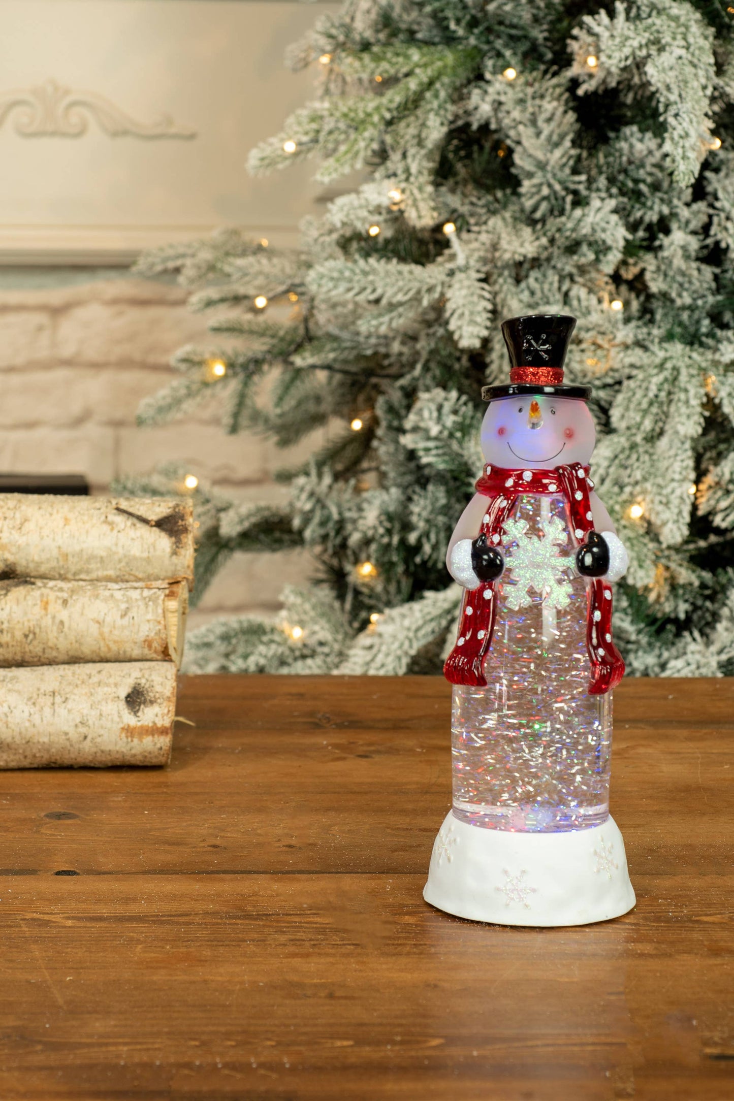 White LED Snowman Snow Globe