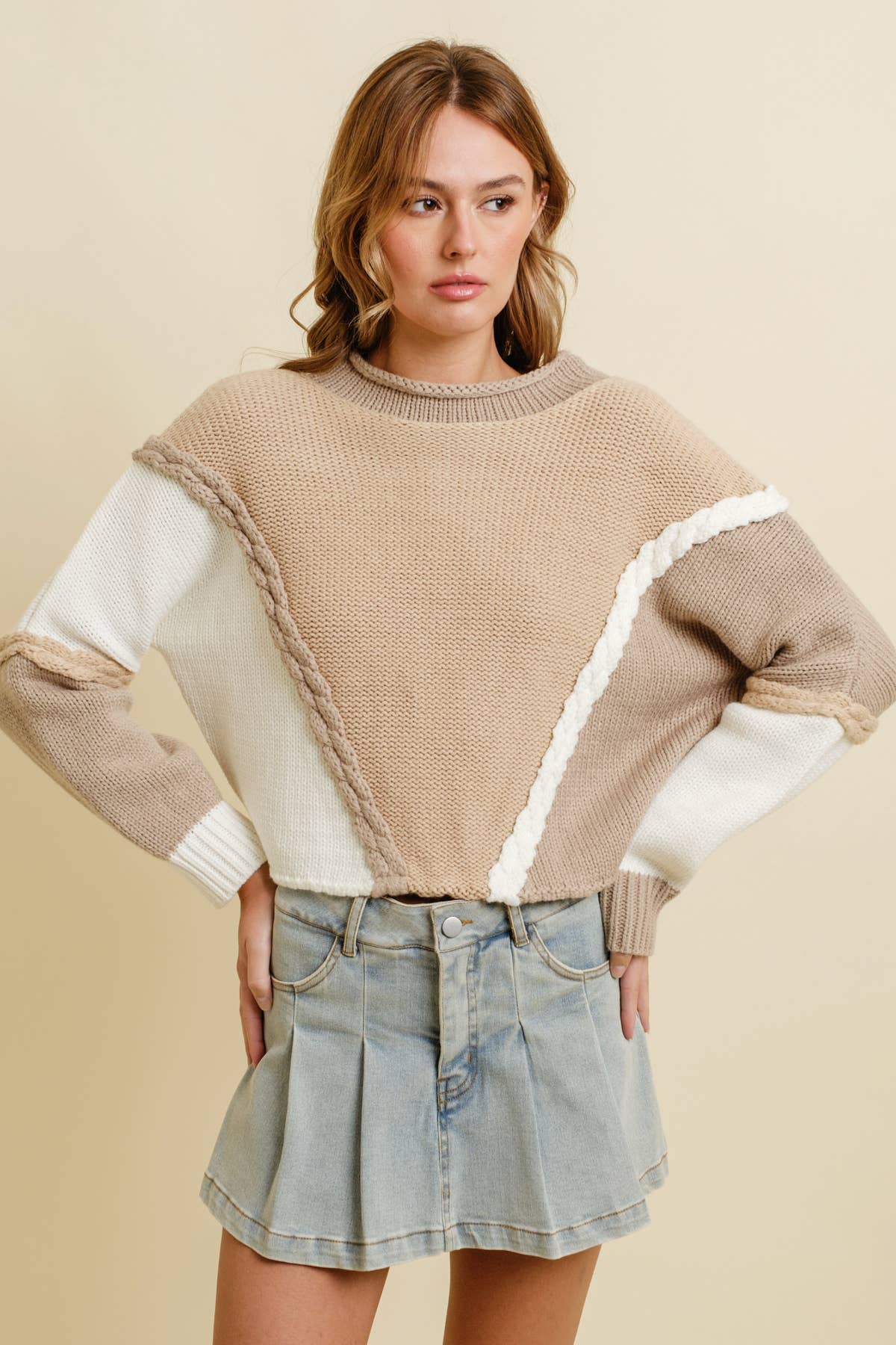 CSW15269J - 2 TONE CONTRAST SWEATER