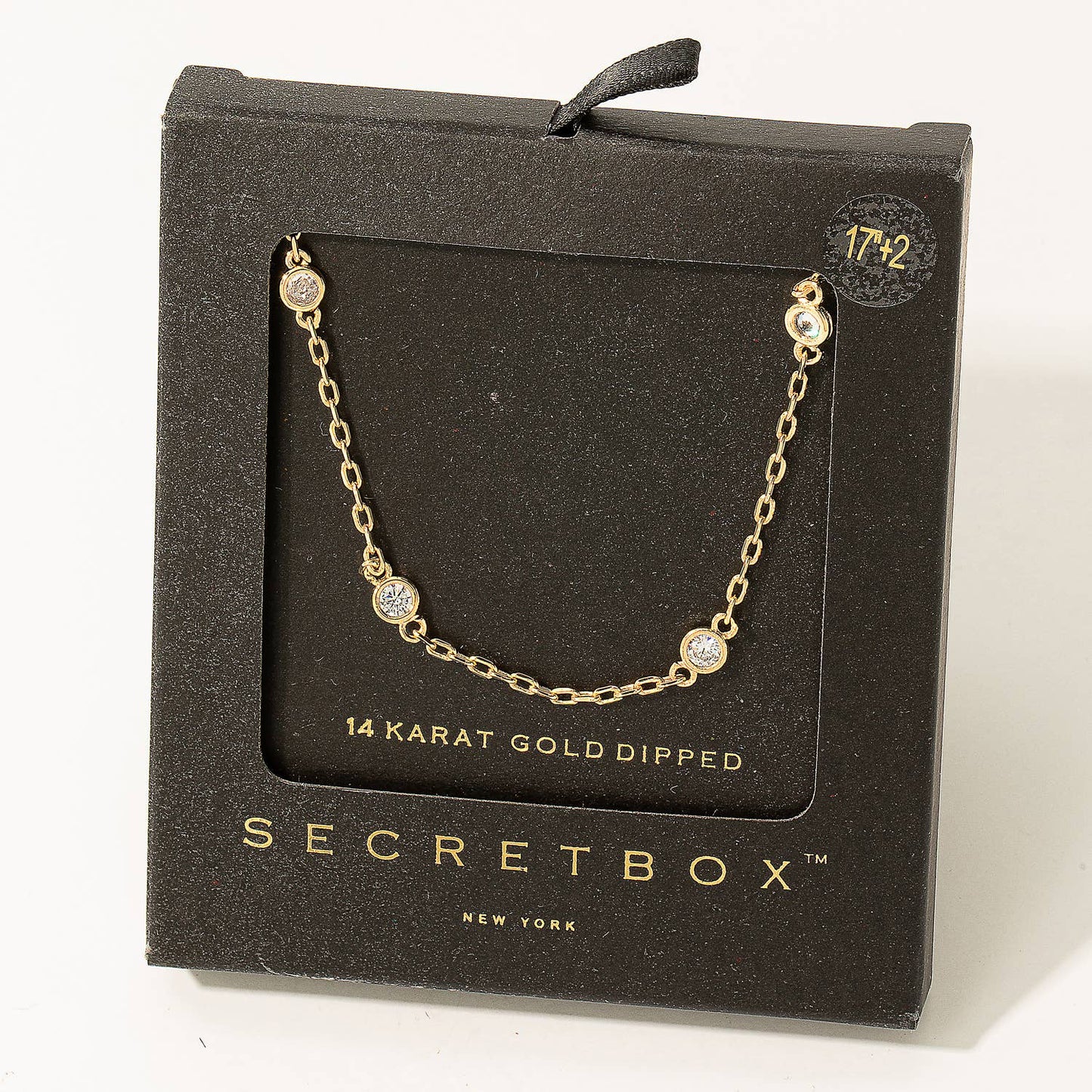 Secret Box Chain Link Stud Station Necklace