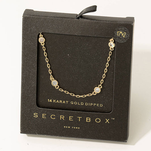 Secret Box Chain Link Stud Station Necklace