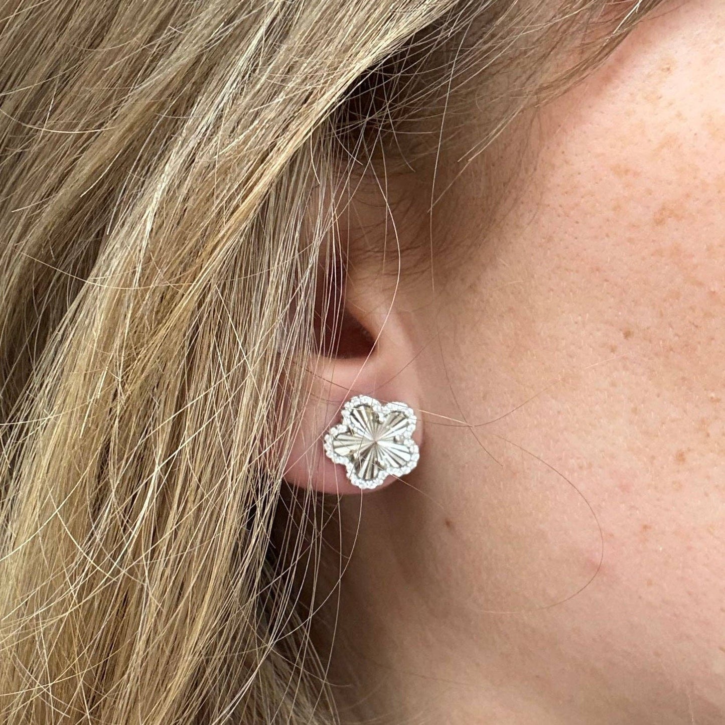 Adeline Pave Clover Stud