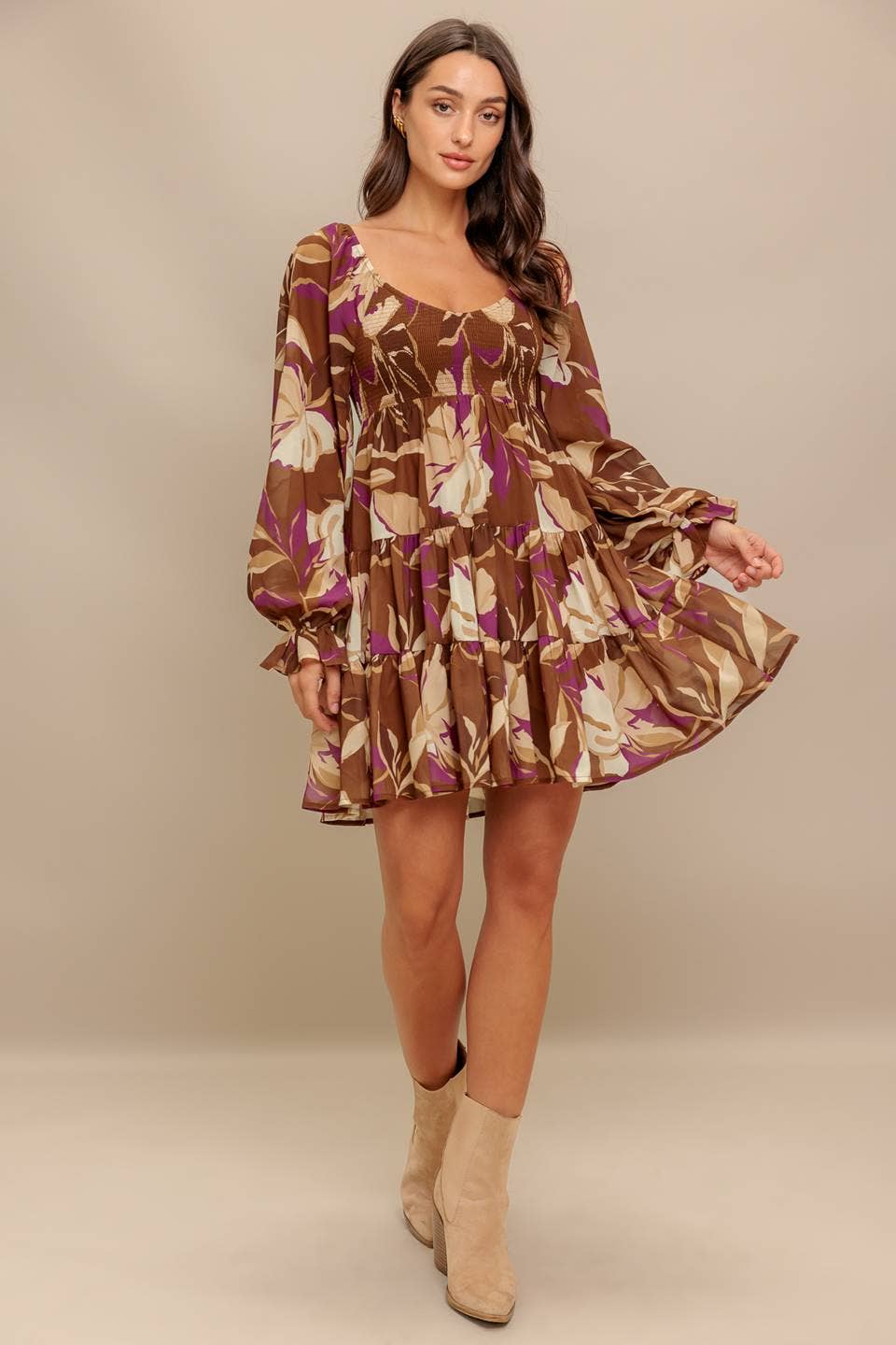 A printed woven mini dress - ID22722