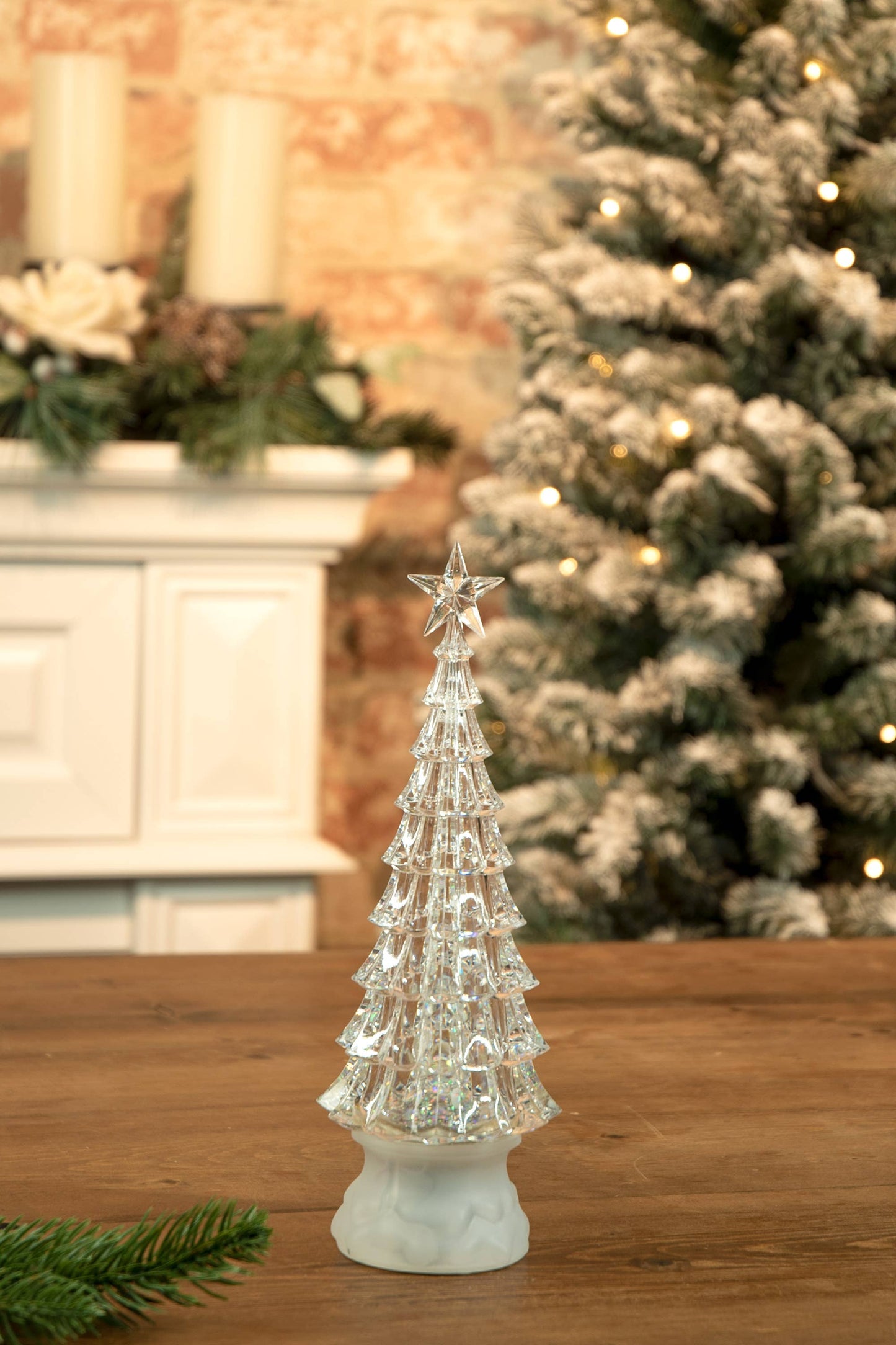 Clear LED Christmas Tree Snow Globe