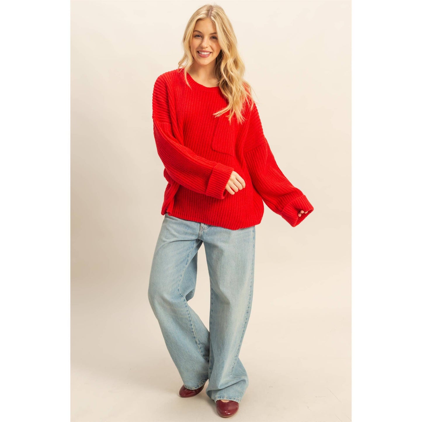 Oversized Casual Ribbed Knit Sweater