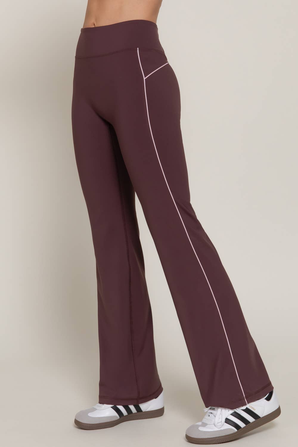 Waist Band Contrast Piping Detail Workout Pants