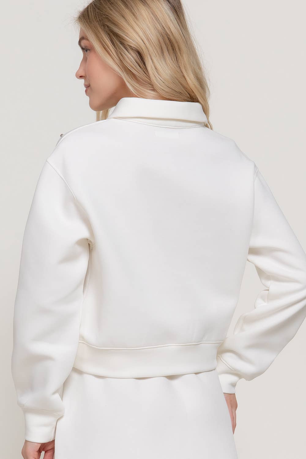 Long Sleeve with Embellished Scuba Polo Top