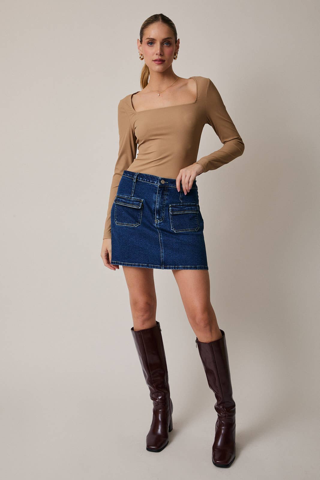 SQUARE NECK LONG SLEEVE BODYSUIT