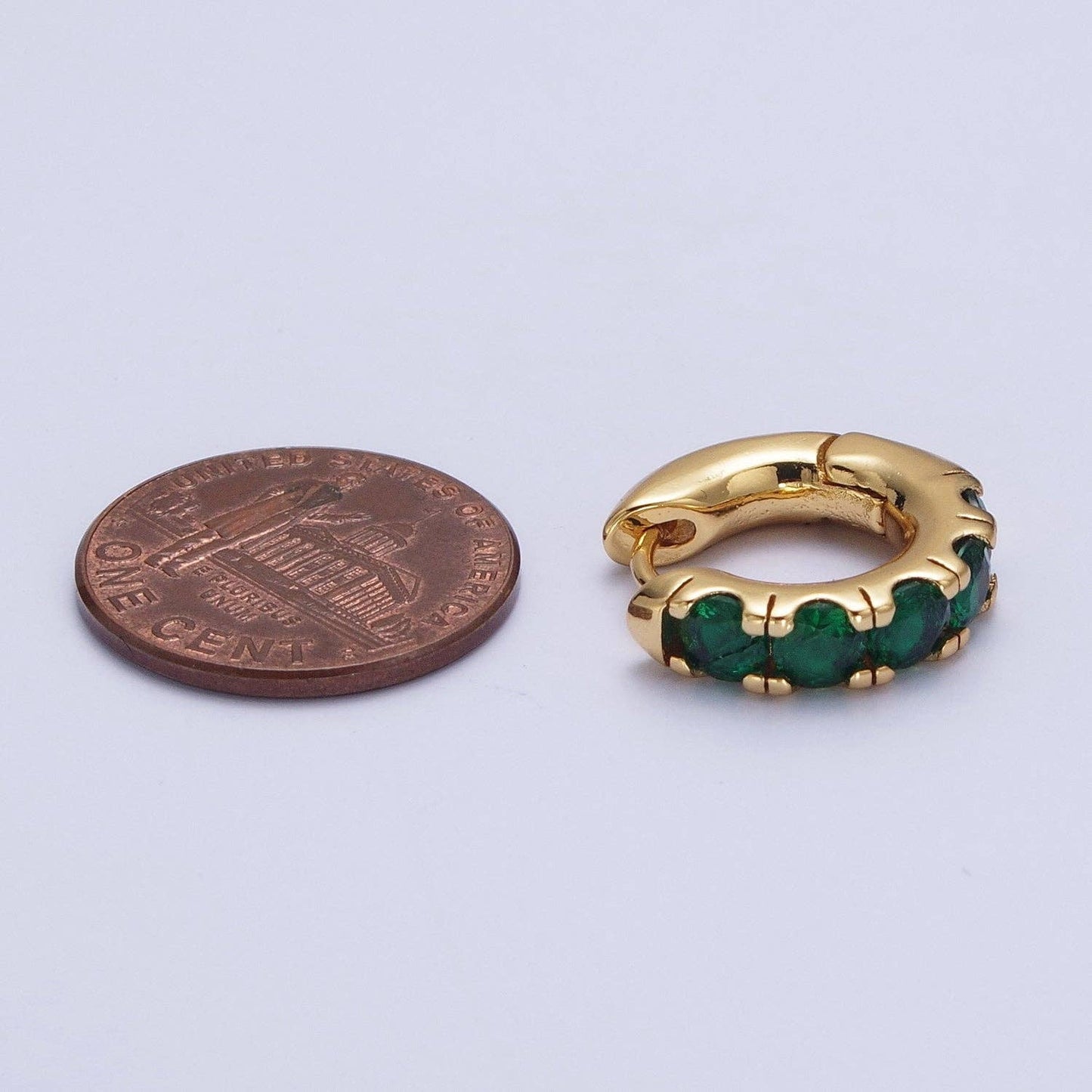24K Gold Filled Emerald Green Micro Pave Cubic Zirconia 16.5