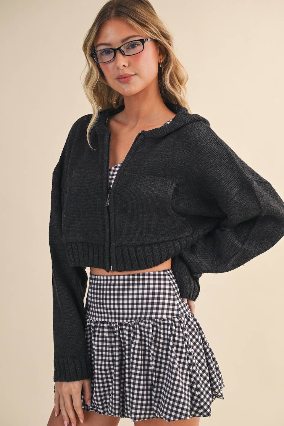 Knit Zip Up Hoodie Sweater