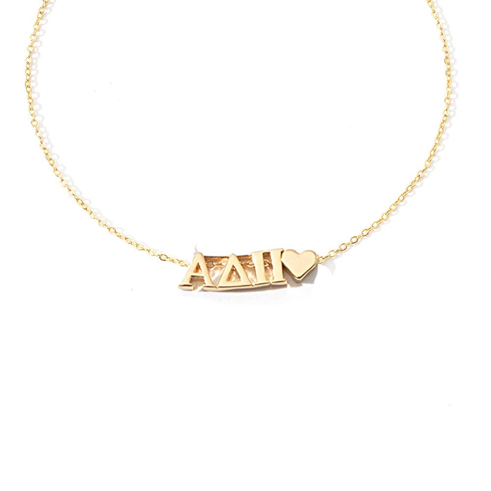 N202-I Love My Sorority: Greek Letters Heart Necklace
