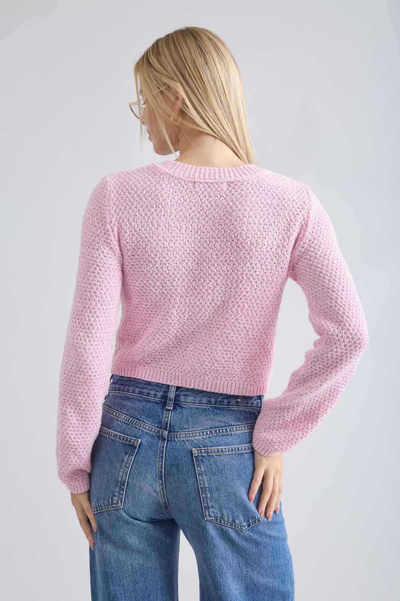 MARLED GOLD BUTTON ROUND NECK KNIT CARDIGAN