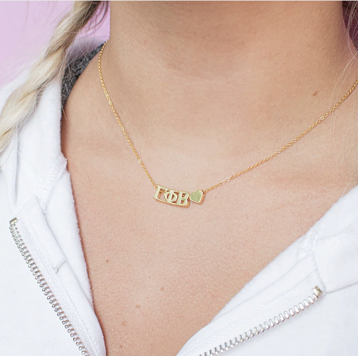 N202-I Love My Sorority: Greek Letters Heart Necklace