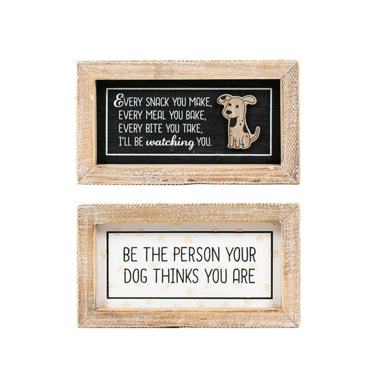 15854 - 7x4 rvs wood frame sign (SNACK/DOG)  Pet Decor