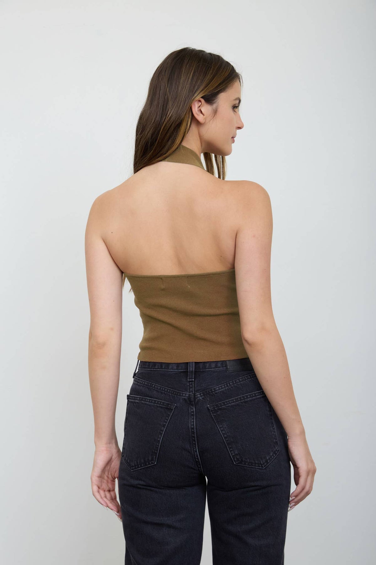 SQUARE HALTER NECK SWEATER KNIT TOP