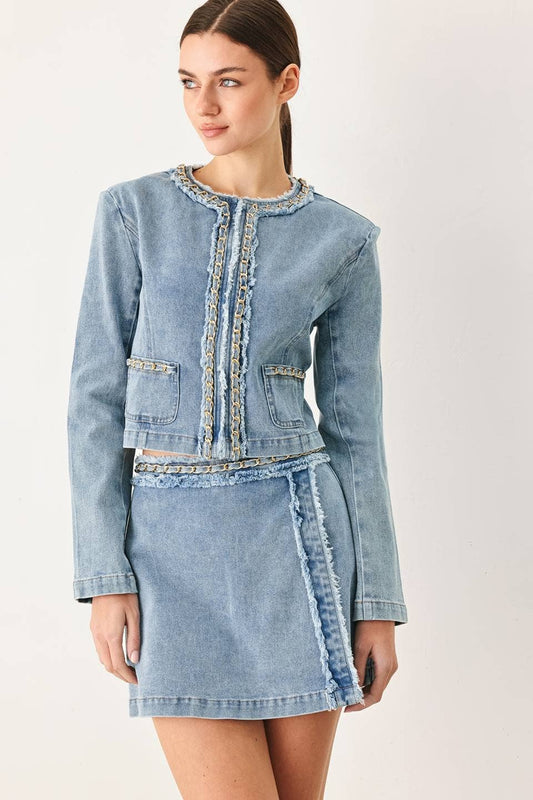 A washed denim crop jacket - FJ1535