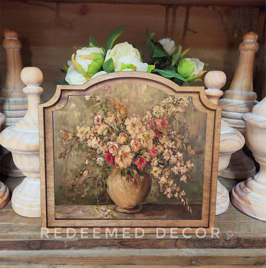 Provincial Rustic Floral Vase Framed Art