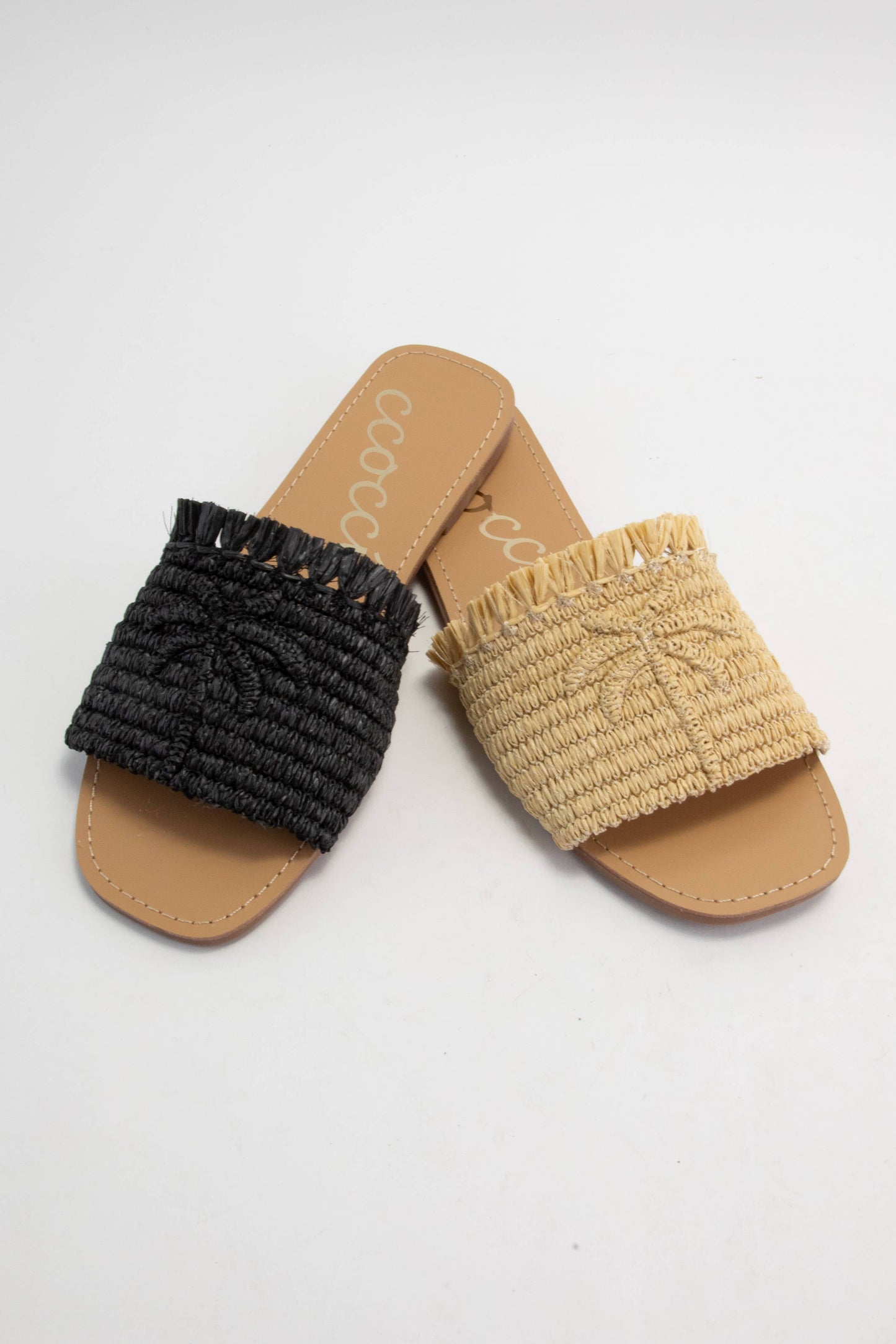 SANDY PALM TREE EMBROIDERY DESIGN RAFFIA SANDAL
