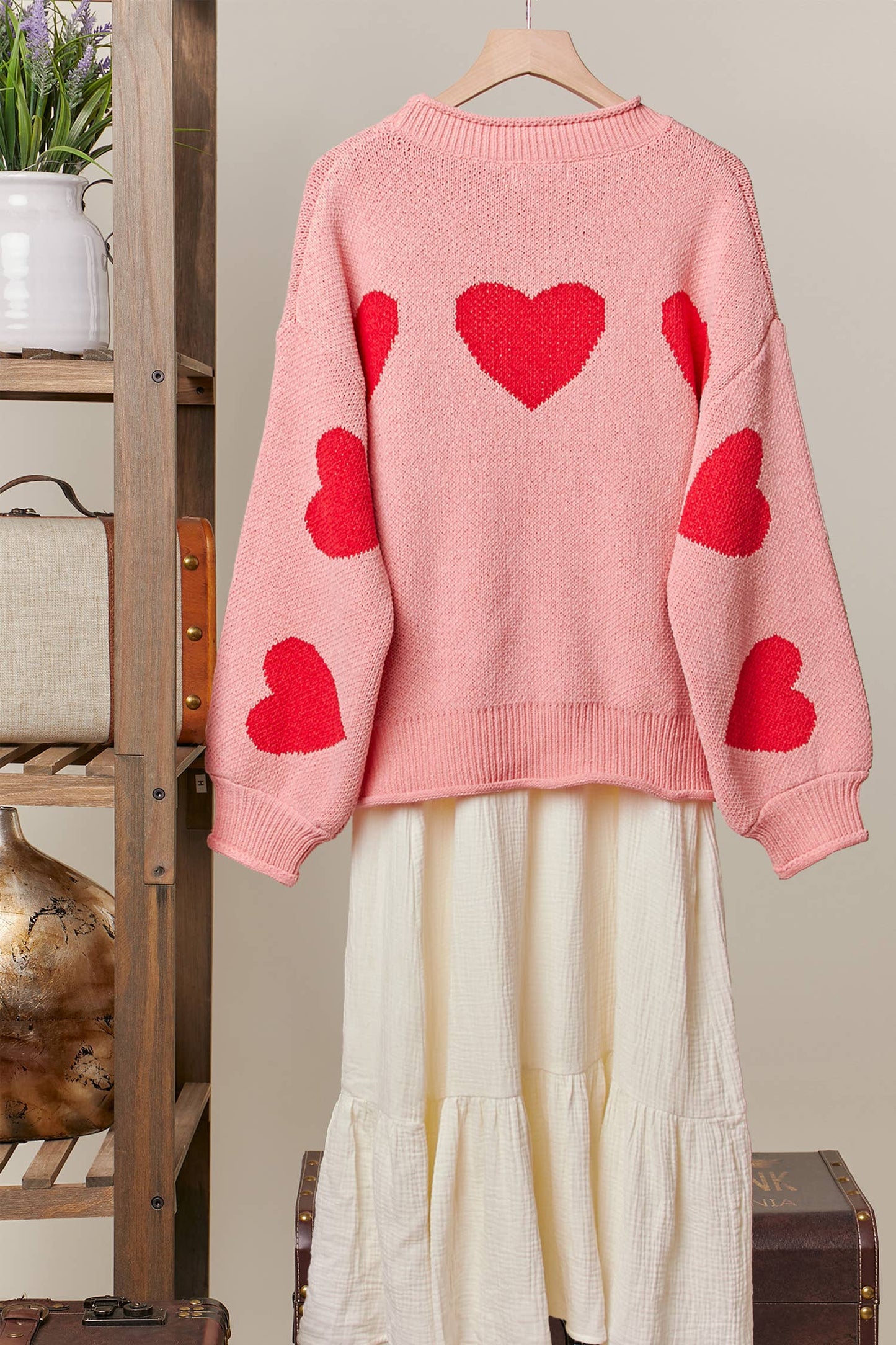 Heart Patched Loose Fit Sweater