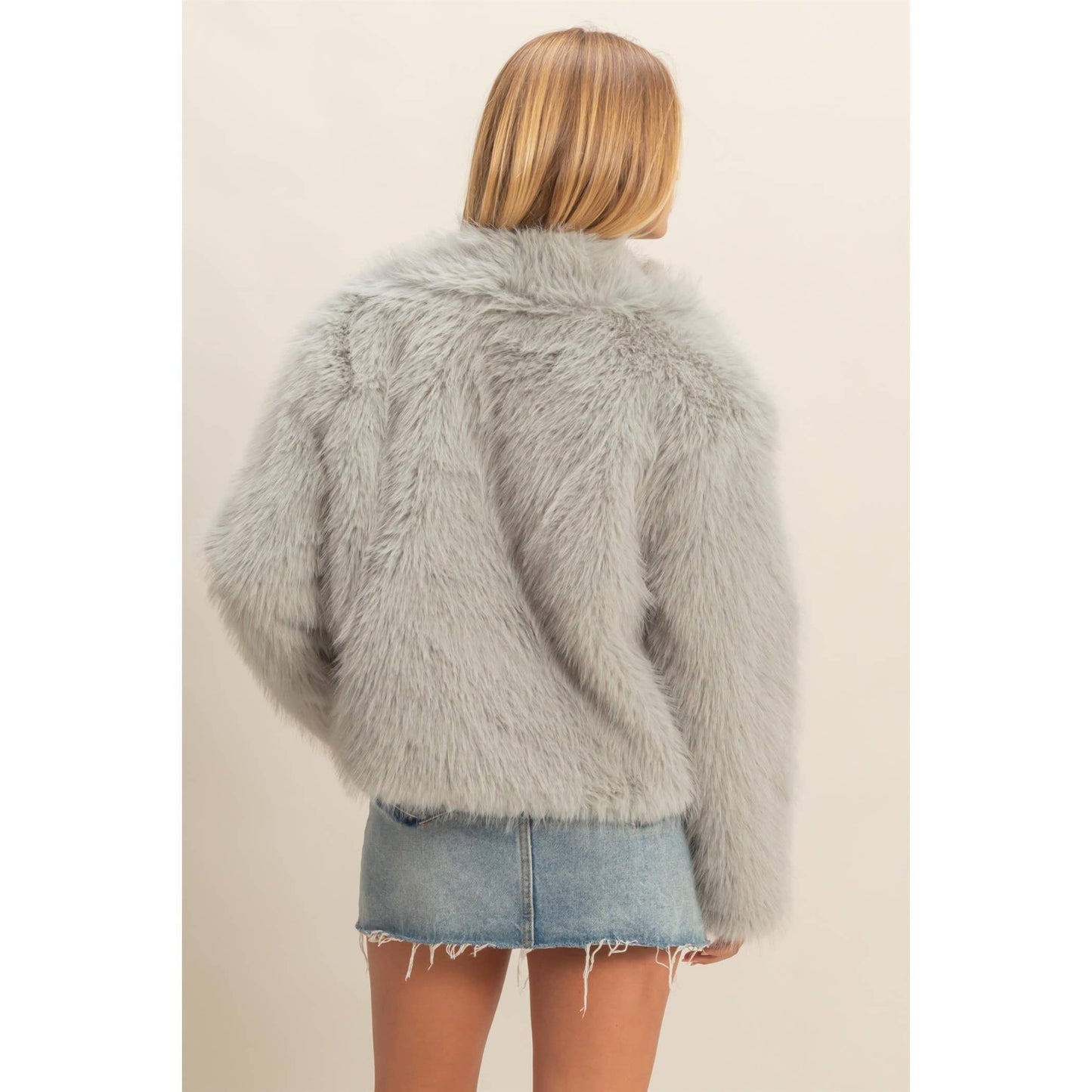 Shawl Collar Faux Fur Jacket