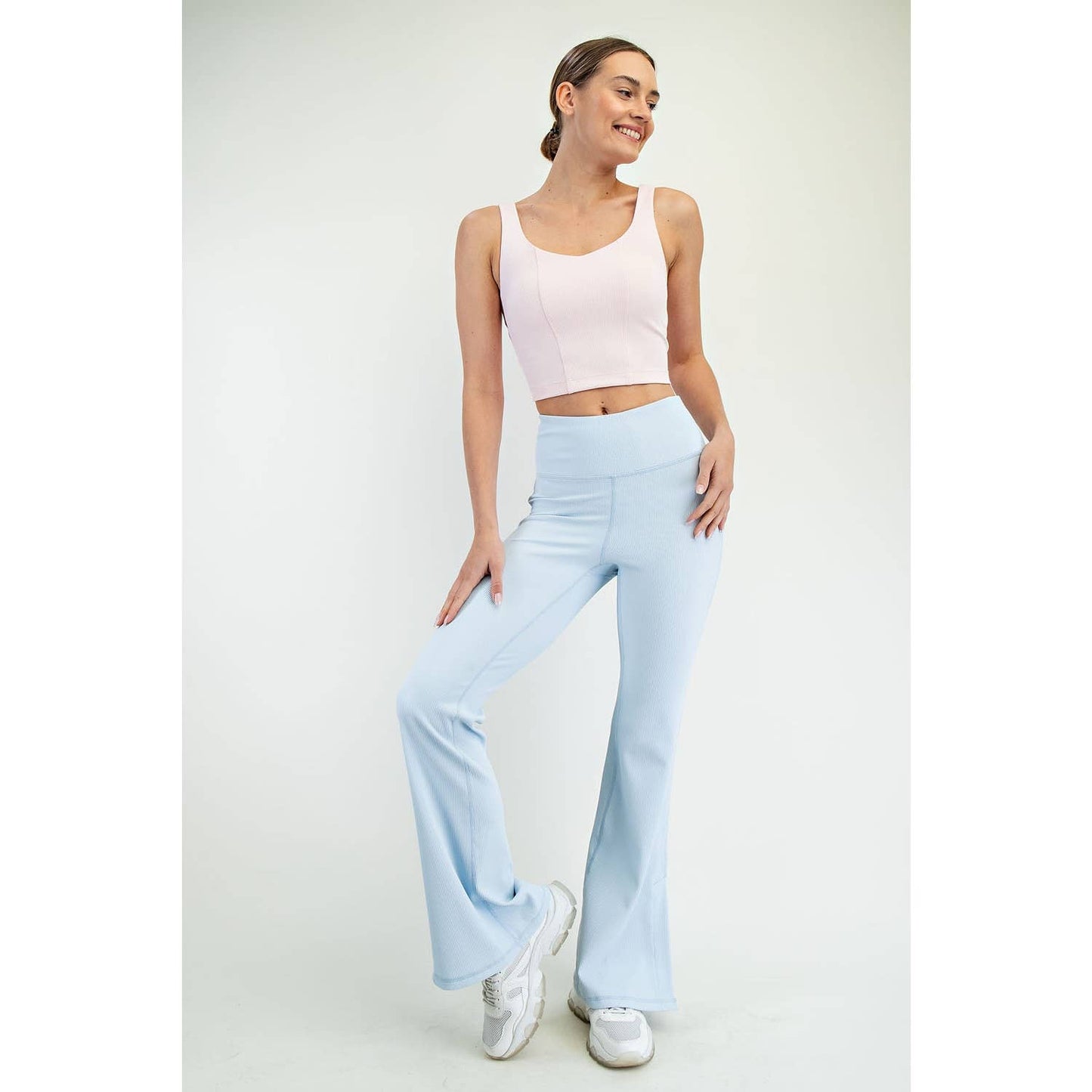 NYLON RIB FLARE LEGGINGS
