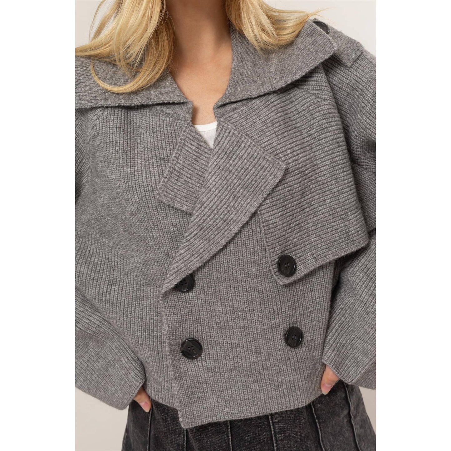 Double Breast Sweater Trench Jacket