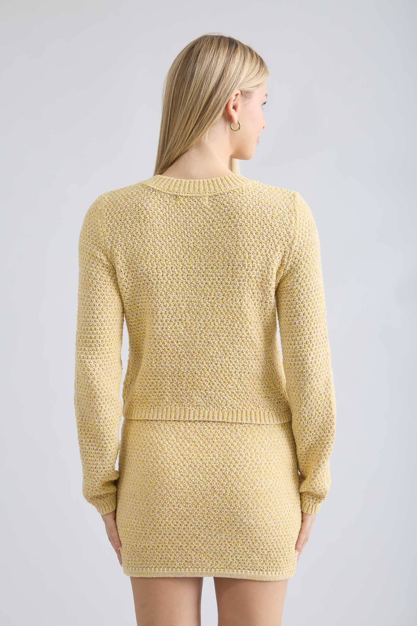 MARLED GOLD BUTTON ROUND NECK KNIT CARDIGAN