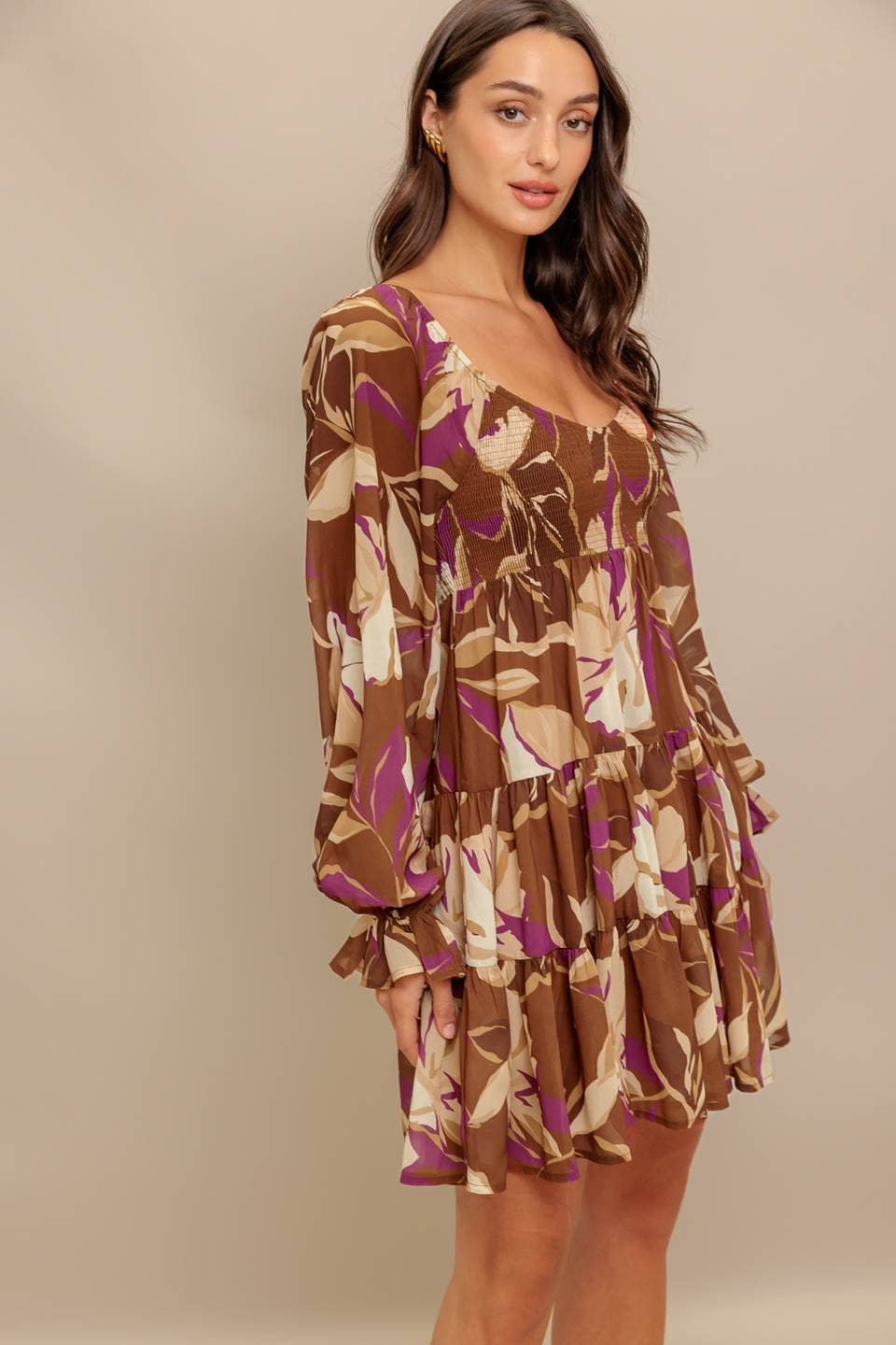 A printed woven mini dress - ID22722