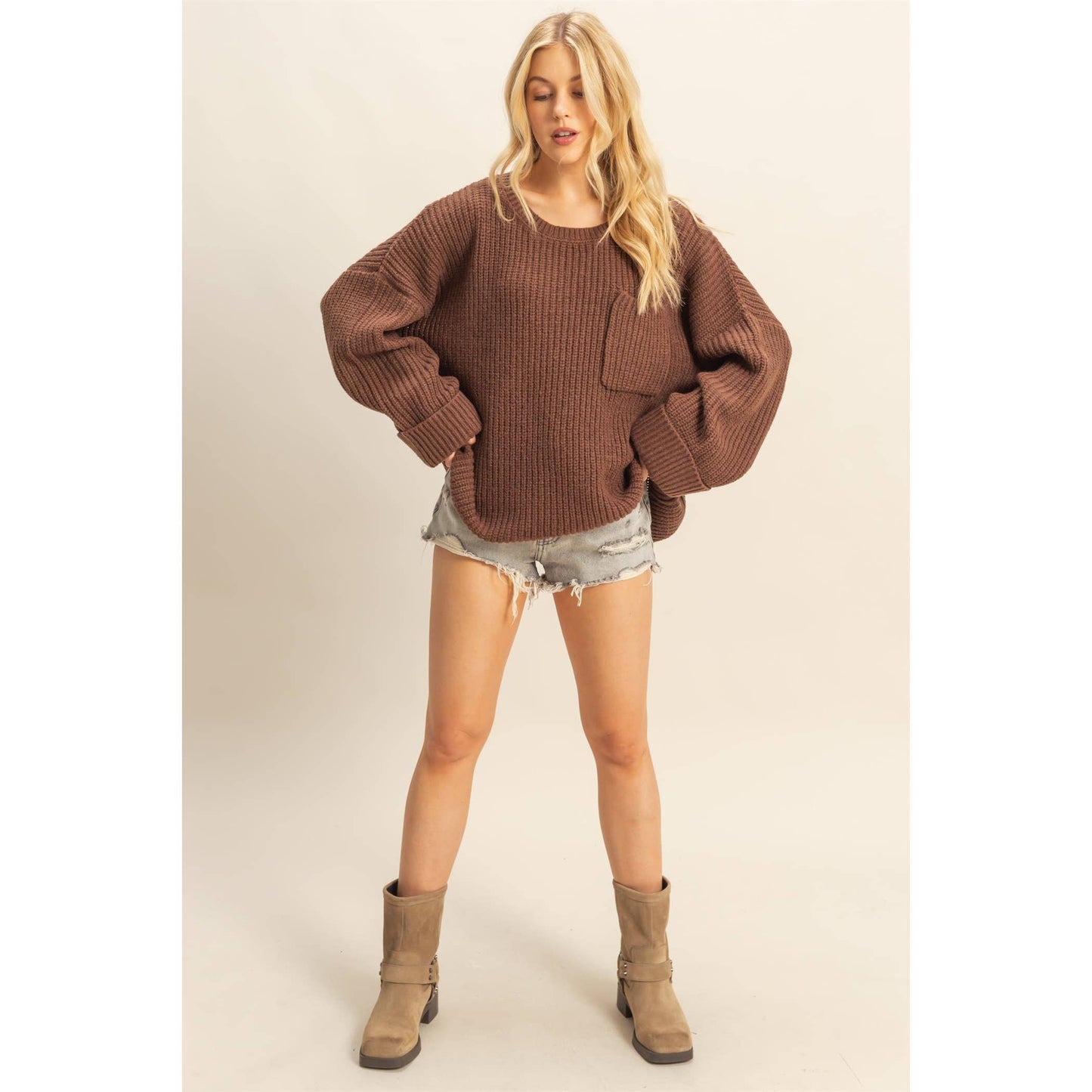 Oversized Casual Ribbed Knit Sweater