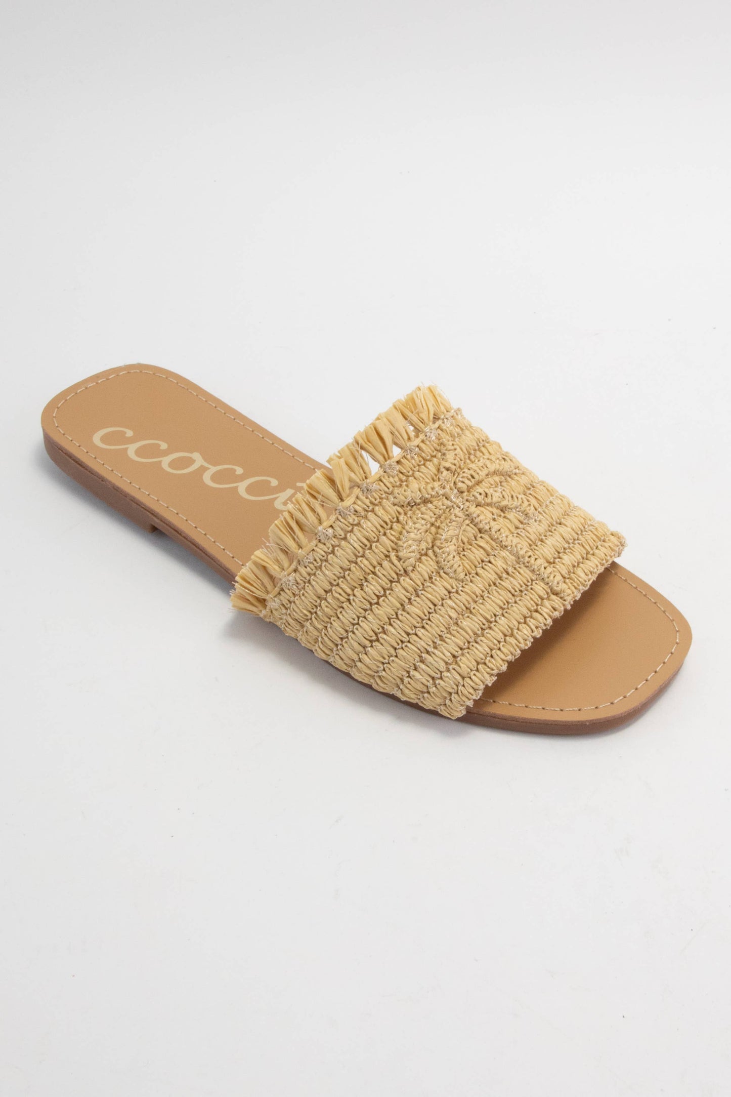 SANDY PALM TREE EMBROIDERY DESIGN RAFFIA SANDAL