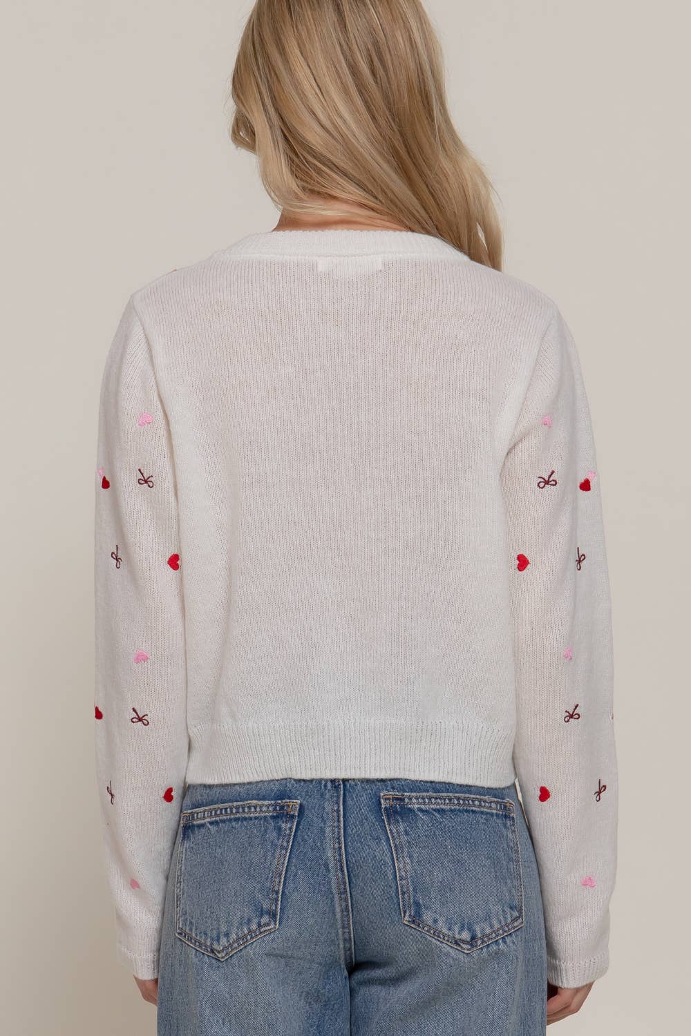Long Sleeve Round Neck All Over Embroidery Sweater