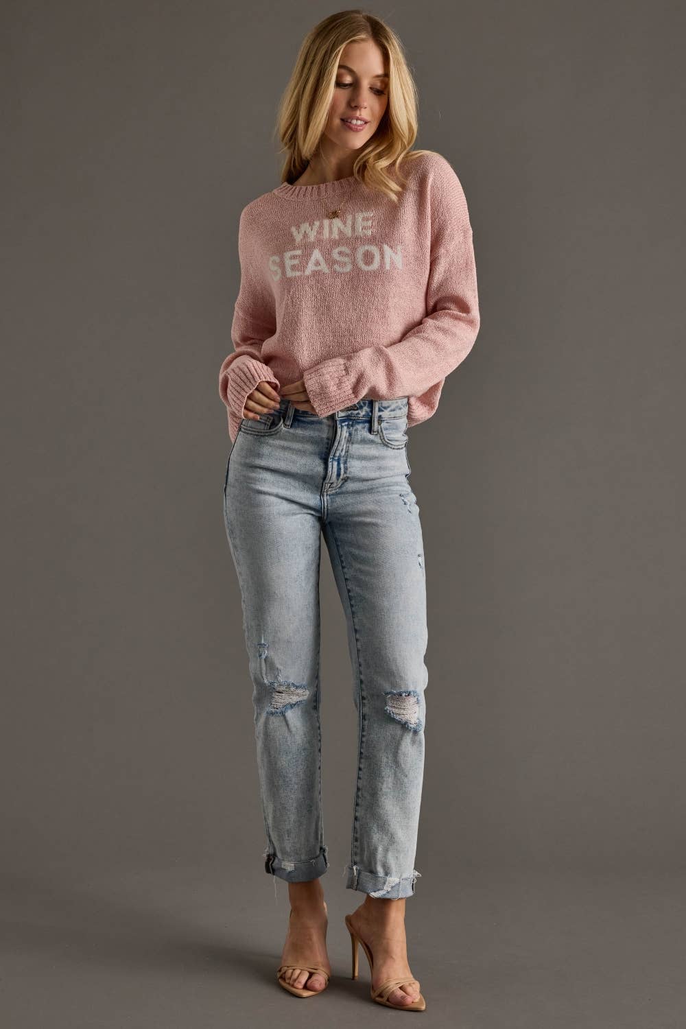 Lt. Pink Wine Season Lightweight Sweater