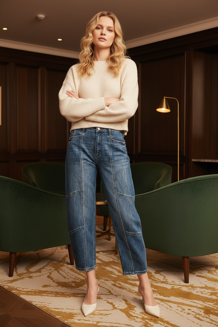 HIGH RISE RELAXED  BARREL JEANS